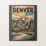 Denver Colorado Illustration Sunset Travel Art Pussel<br><div class="desc">Rekturdesign för vektor för Denver-reflektor. Denver, huvudstaden i Colorado, är en amerikansk storstadsmagasin som går mot Gammala västern. Larimer Square, stadens äldsta block, har en milstolpe på 1800-talets byggnad.</div>