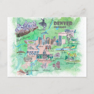 Denver Colorado Karta Resa Vykort
