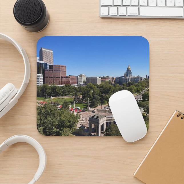 Denver Colorado Landskapsfoto från Downtown Musmatta (A mouse pad with a photo of downtown Denver, including the capitol building & Civic Center Park.)