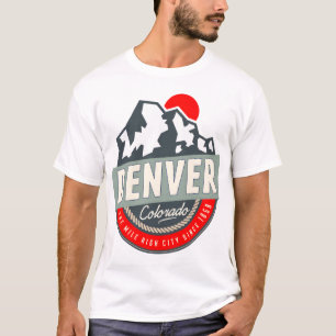 DENVER COLORADO MILE HIGH CITY MOUNTAINS SUN LOGO T SHIRT