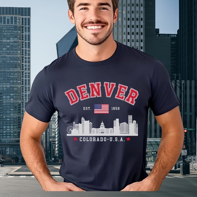 Denver Colorado Modern Skyline City T Shirt (Skapare uppladdad)