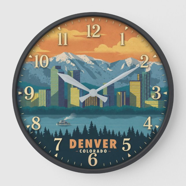 Denver Colorado Mountain Skyline  Stor Klocka (Framsida)