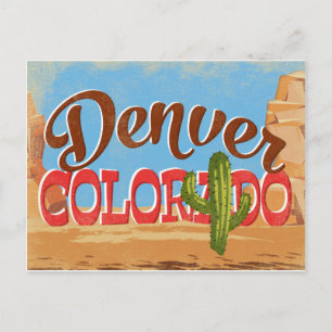 Denver Colorado Postcard Tecknad Desert Vintage Vykort