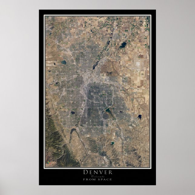 Denver Colorado Satellite Poster Karta (Framsidan)