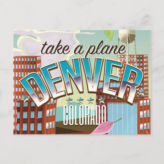 Denver Colorado Serieteckning resa affisch Vykort (Framsida)
