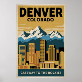 Denver Colorado Siluett Resa Konst Vintage Poster