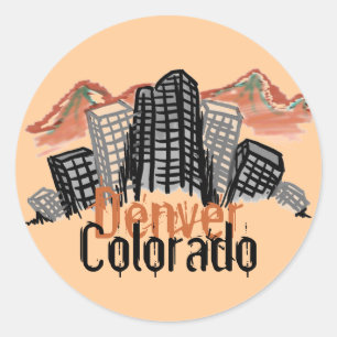 Denver Colorado skyline konstnärligt klistermärke