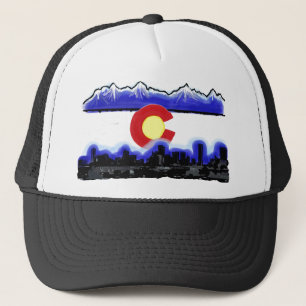 Denver Colorado skyline modern flagga hat Keps