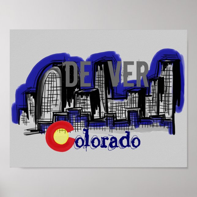 Denver Colorado skyline poster (Framsidan)