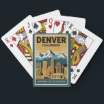 Denver Colorado Skyline Travel Art Vintage Casinokort<br><div class="desc">Rekturdesign för vektor för Denver-reflektor. Denver,  huvudstaden i Colorado,  är en amerikansk storstadsmagasin som går mot Gammala västern. Larimer Square,  stadens äldsta block,  har en milstolpe på 1800-talets byggnad.</div>