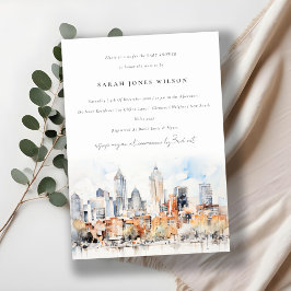Denver Colorado Skyline Watercolor Baby Shower Inbjudningar