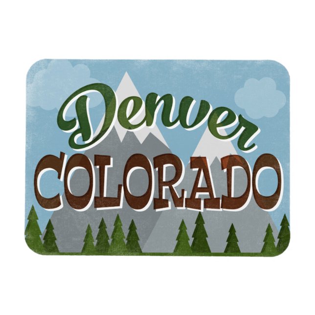 Denver Colorado Snowy Mountains Magnet (Horisontell)