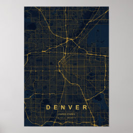 Denver Colorado Stiliserad Karttryck Poster