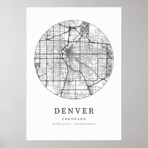Denver Colorado Street Layout Karta Poster