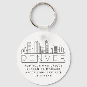 Denver, Colorado Stylized Skyline Anpassningsbar Nyckelring