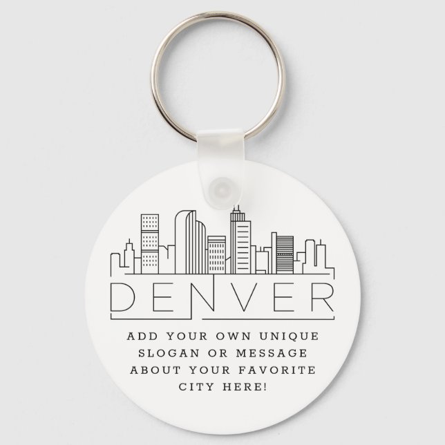 Denver, Colorado Stylized Skyline | Anpassningsbar Nyckelring (Framsida)