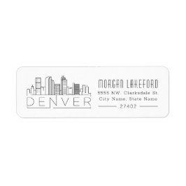 Denver, Colorado Stylized Skyline | Returadress Etikett