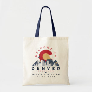 Denver Colorado Stylized Skyline Välkommen Bröllop Tygkasse