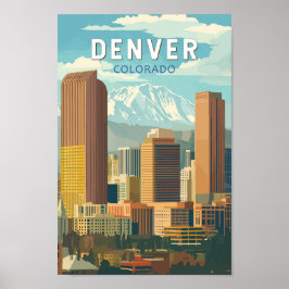 Denver Colorado Travel Art Vintage Poster
