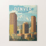 Denver Colorado Travel Art Vintage Pussel<br><div class="desc">Rekturdesign för vektor för Denver-reflektor. Denver,  huvudstaden i Colorado,  är en amerikansk storstadsmagasin som går mot Gammala västern. Larimer Square,  stadens äldsta block,  har en milstolpe på 1800-talets byggnad.</div>