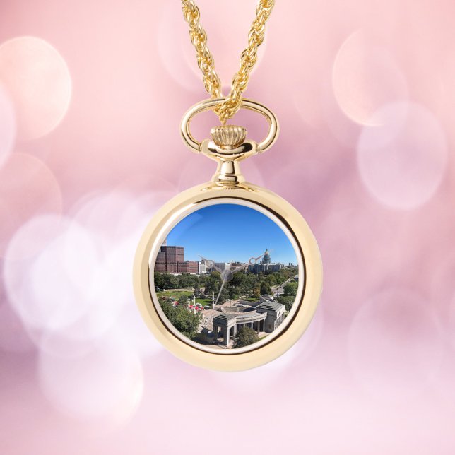 Denver Colorado Urban Landscape Photo Armbandsur (A watch necklace with a photo of downtown Denver, Colorado on a sunny day.)