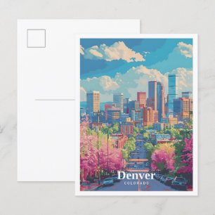 Denver Colorado USA Art Vintage resor Vykort