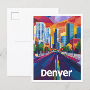 Denver Colorado USA Vintage resor Illustration Vykort