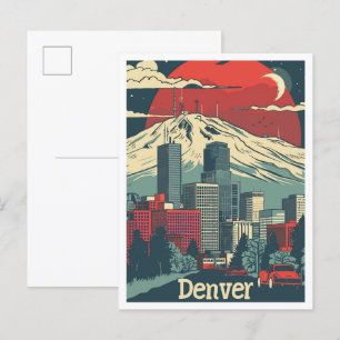 Denver Colorado Vintage resor Illustration Vykort