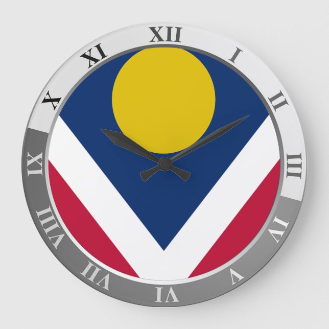 Denver flag Large Clock Stor Klocka (Framsida)