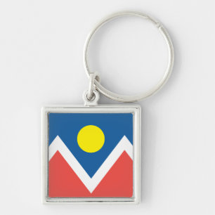 Denver flagga stad fyrkantig silverfärgad nyckelring