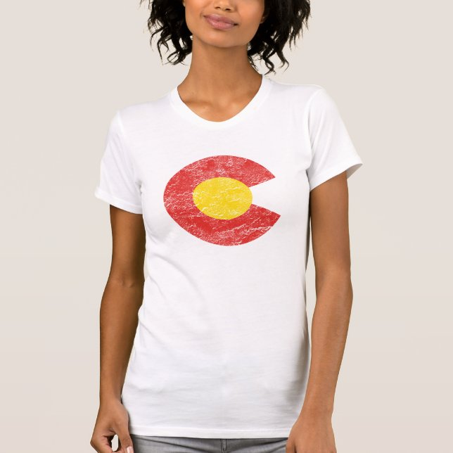 Denver för Colorado statlig flaggaGrunge kärlek T Shirt (Framsida)