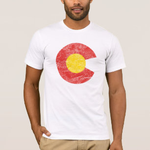 Denver för Colorado statlig flaggaGrunge kärlek Tee Shirt