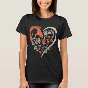 Denver Fotboll Flicka Hjärta Söt Häst Älskare Oran T Shirt