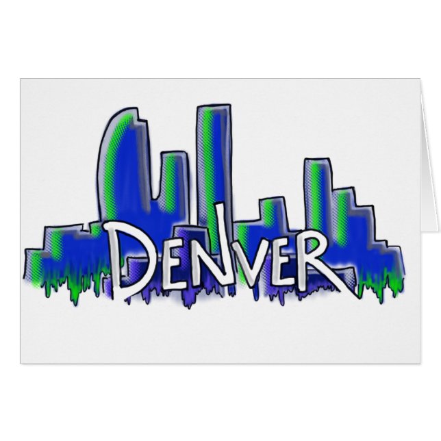 Denver graffiti stil skyline hälsningskort (Framsidan Horizontal)