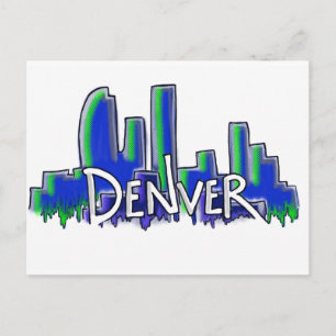 Denver graffiti stil skyline vykort