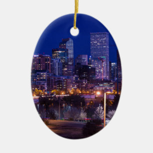 Denver horisont på natten - Colorado Julgransprydnad Keramik