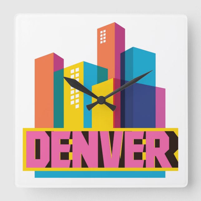 Denver i design fyrkantig klocka (Framsida)