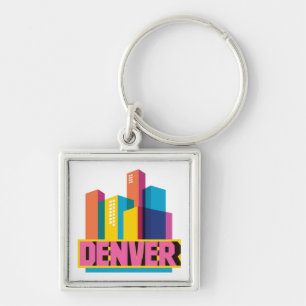 Denver i design fyrkantig silverfärgad nyckelring