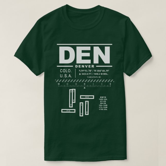 Denver Internationell flygplats DEN T-Shirt (Design framsida)