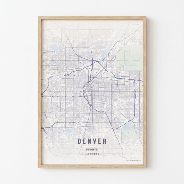 Denver Karta Pastell Colorado Stad Affisch Väggkon (Skapare uppladdad)
