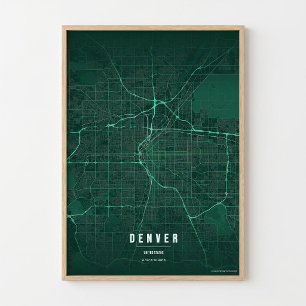 Denver Karttryck Colorado Stad Affisch Väggkonst P