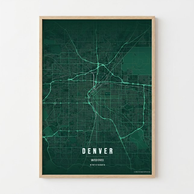 Denver Karttryck Colorado Stad Affisch Väggkonst P (Skapare uppladdad)