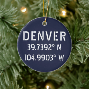 Denver Latitude Longitud-Personlig Julgransprydnad Keramik