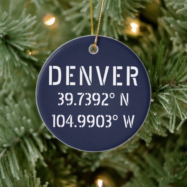 Denver Latitude Longitud-Personlig Julgransprydnad Keramik (Träd)