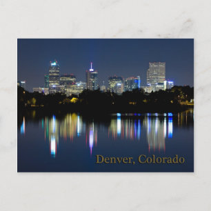 Denver Night Skyline Reflection Vykort