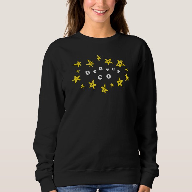 Denver parallell, viskistisk design med ritade stj t shirt (Framsida)