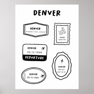 Denver - Resa Frimärke Collection Minimalistisk Poster