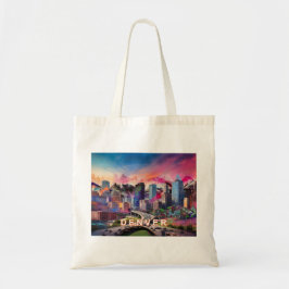 Denver Skyline Abstrakt Art Tygkasse