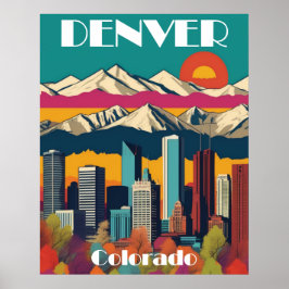 Denver Skyline Colorado Travel Wall Poster