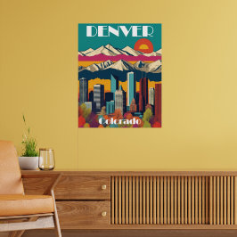 Denver Skyline Colorado Travel Wall Poster